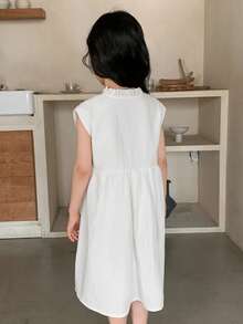 DAZY Girls Sleeveless Dress, Young Girl Fall Clothes - White - View 3