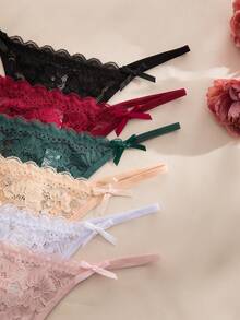 Bộ 12 chiếc quần lót dây ren gợi cảm lãng mạn dành cho nữ, nhiều màu sắc. - Nhiều màu - Xem 5