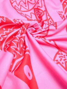 Travachic 大码春夏度假装，无袖印花梭织迷你连衣裙，波西米亚风沙滩装，女士春夏时尚度假热带风情，多种丑鱼印花，休闲舒适早午餐装，海洋印花，夏季阳光连衣裙，母亲节礼物，母女装。复古沙丁鱼印花，波西米亚风服饰 - 玫紅色 - 查看 7