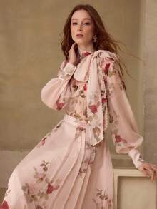 MOTF PREMIUM WOMEN'S ROMANTIC ELEGANT FLORAL PRINTED LONG SLEEVE BLOUSE, SPRING/SUMMER - Multicolor - View 2