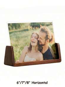 SURELIFE 1pc 6/7/8Inch Acrylic & Solid Walnut Wood Photo Frame Sign Holder Wood Base Table Menu Display Stand - Versatile Horizontal Or Vertical Display, Perfect For Home Decor & Gifts Deotative - Multicolor - View 10