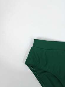 Manfinity KASUA Men's Plain Elastic Waist Swimming Trunks Briefs - Army Green - View 6