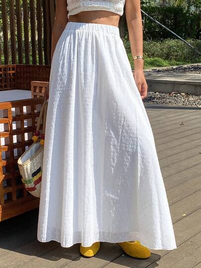 DAZY Chân váy nữ màu trơn, cạp chun, kiểu dáng thường ngày, thời trang.