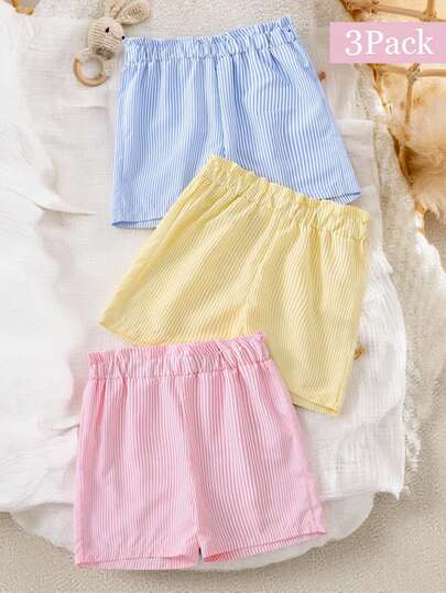Crafted From A Comfortable Striped Fabric, This Set Features A Delicate Pattern Of Light Blue, Yellow, And Pink Pinstripes. The Elasticated Waistband Ensures Easy Dressing, While The Soft Material Is Perfect For Everyday Play And Casual Outings. Comfortable, Durable, And Adorable, It Is An Essential Ideal Item For Little Ones This Summer.