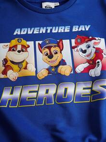 SHEIN | PAW Patrol 2pcs/Set Boys' Letter & Cartoon Graphic Crew Neck Long Sleeve Sweatshirt And Elastic Waist Sweatpants Set - Blue - View 5