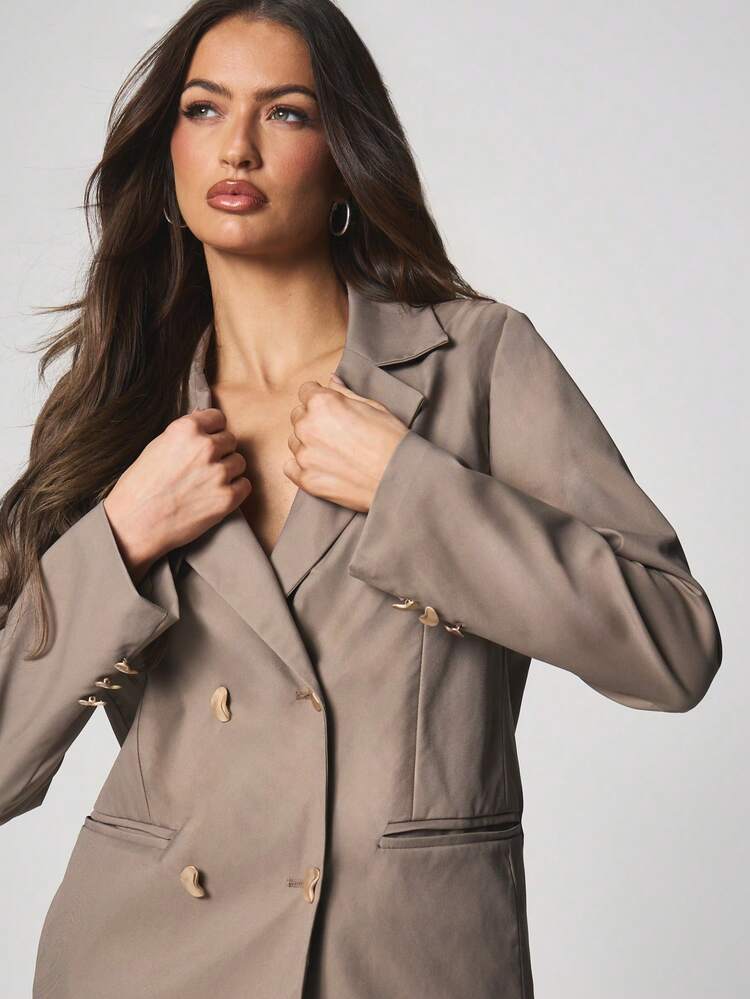 MISSGUIDED ダブルブレスト ラペル ブレザー ゴールドボタン装飾 ビジネス フォーマルジャケット