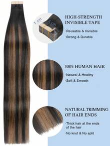 20 件直发接发带 100% 真人雷米真人发 14-24 英寸天然高品质 50 克/包适用于沙龙丝滑无缝隐形 PU 接发带 - S1B/6/1B - 查看 3