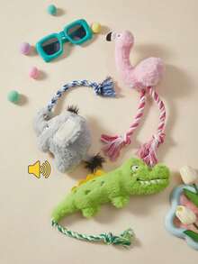 PETSIN 1pc Hemp Rope Grinding Dog Toy With Sound Training, Bite Resistant Toy, Teddy Bear, Small Dog, Pet Dog Toy, Simulation Elephant, Simulation Animal Toy - Multicolor - View 5