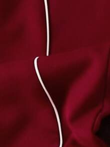 PAVTROS Quần ống rộng phong cách đường phố trẻ trung với khóa kéo đôi ở eo và hai bên hông, thời trang đường phố, dáng rộng, họa tiết đồ họa, phối đồ, bạn bè, thể hiện tình yêu với bạn trai, phong cách đường phố, cặp đôi, cạp quần đôi, viền phản quang cho các họa tiết thêu bán chạy. - Màu Đỏ Sâu - Xem 3