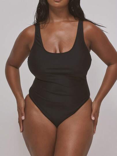 MUSERA 大码圆领丁字露背泳衣泳装度假夏季旅行沙滩装基础款