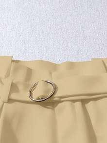 GlowEve Women's Contrast Color Contrast Lace Pleated Pocket Fashion Shorts - Light Yellow - View 4