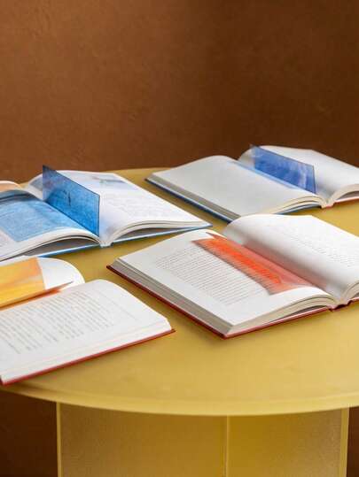 Joivida 1张/4张透明横版书签，PVC透明书签，4种横版书签样式，手绘页码，适合读者、手工爱好者、书虫，新年礼物。书签