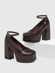 CUCCOO SZL Giày cao gót đế dày màu đỏ rượu vang dành cho nữ, kiểu dáng thời trang, thích hợp cho mùa xuân, kỳ nghỉ xuân, lễ Phục sinh, dạ hội, Giáng sinh và Ngày Valentine. - Cà phê nâu - Xem 6