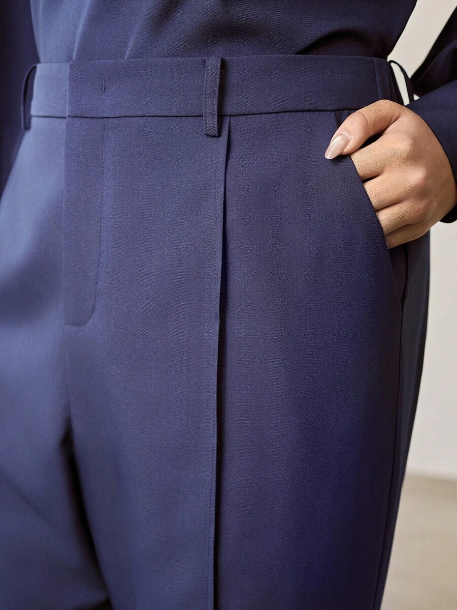 MOTF PREMIUM PLUS SIZE BLUE FLARED PANTS - Blue - View 2