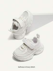 Cozy Pixies A Pair Of Spring And Summer Fashion Versatile Fun Cute White Dad Shoes Soft Sole Flat Bottom Baby Sneakers College Style Outdoor Play Travel Party - White - View 4