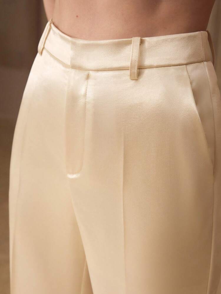 WOMEN'S SATIN TWILL FLARED LEG TROUSERS