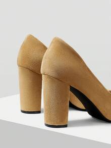 Mnmlis Tacones altos de punta elegantes para mujeres para ir al trabajo - Caqui - Ver 5