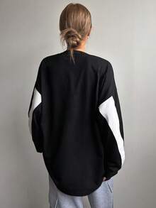 DAZY 字母印花插肩袖长袖T恤衫平纹针织衫、图案T恤