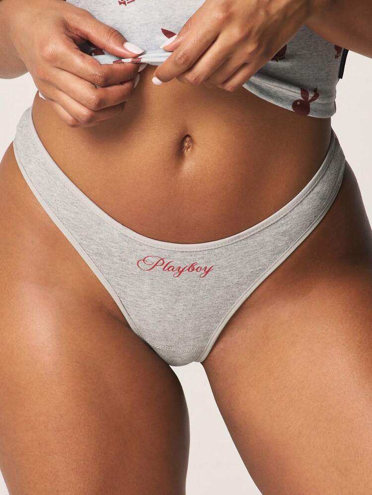 Missguided x Playboy ソフトストレッチジャージーのハイレッグブリーフ