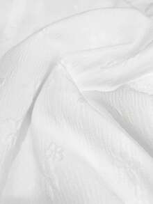 Elenzga New V-Neck Woven Jacquard Open Front Elegant & Versatile Women Blouse For Everyday Wear - White - View 7