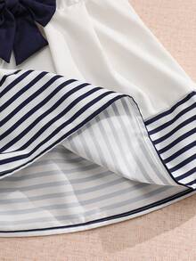 Souflis Souflis Đầm không tay dễ thương cho bé gái, họa tiết bướm, kẻ sọc phối màu. - trắng - Xem 7