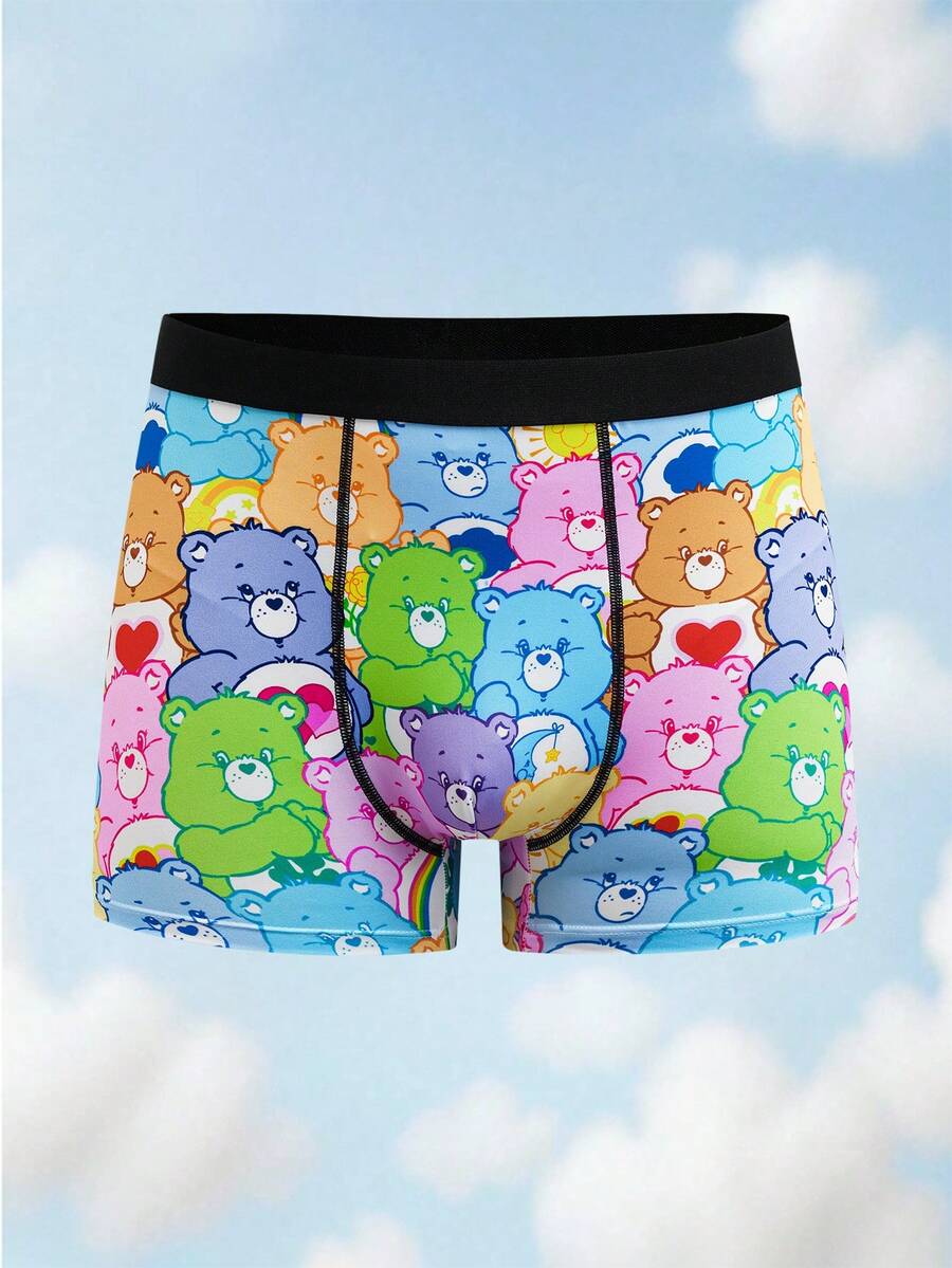 SHEIN X Care Bears 1pc Men's Cartoon Bear Pattern Colorblock Trim Briefs - Multicolor - View 1