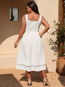 SHEIN LUNE Plus Size Women's Elegant Sophisticated Date Night Dress, Suitable For Afternoon Tea, Gatherings, And Everyday Wear - White - View 2