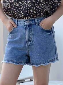 DAZY Tween Girls Denim Shorts - Medium Wash - View 5