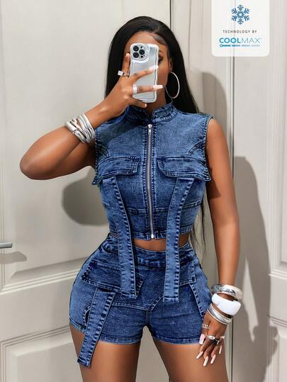 BamGleam 性感牛仔夹克外套，适合女士外出和旅行