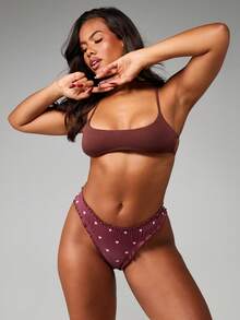 MISSGUIDED Ribbed Heart Print Underwear Thong With Ruched Edges And Feminine Valentine Details - Multicolor - View 3