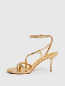 CUCCOO SZL Women's Buckle Design Elegant High Heel Sandals, Fashionable For Daily Wear Valentine's Day - Gold - View 10