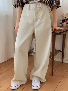 DAZY Girls' Bow Embroidered Denim Jeans - Apricot - View 6