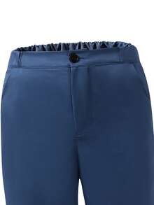 两件套青少年男士绅士套装，包括修身撞色马甲和蓝色西裤，优雅正式的西装，适合生日、婚礼、婚礼宾客、花童、戒指童等场合。 - 寶藍色 - 查看 4