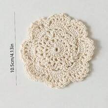 Cirelle 1pc Handmade Crochet Coaster - Lace Thread Cup Mat, Elegant Placemat For Dining Table Decoration - Multicolor - View 6