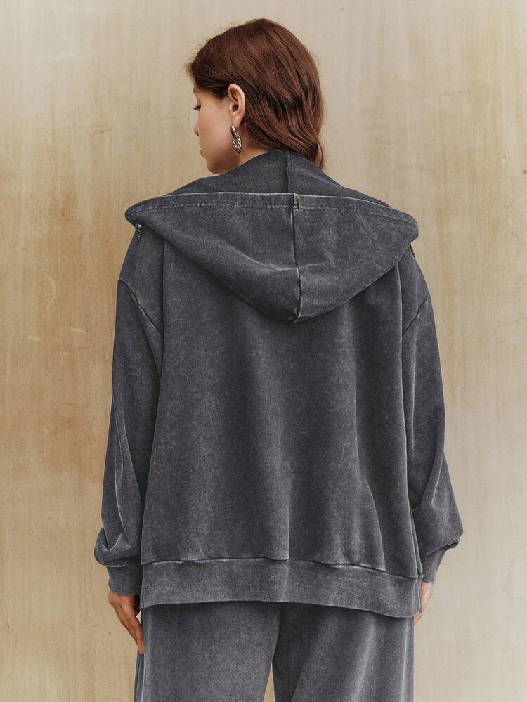 Women's Casual Handmade Embroidered Knit Black Long Sleeve Plus Size Sweatshirt Sweatshirt, Autumn/Winter Comfy Sets Women Lounge Wear