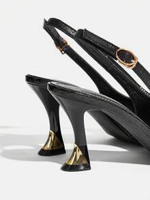 CUCCOO TILAWA Rhinestone High Heel Shoes Women Stiletto Pointed Toe New Style Strap Gorgeous Elegant Closed Toe Sandals - Black - View 4