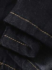 Dazy Plus Plus Size Women Loose Casual Strap Straight Hem Slit Maxi Denim Dress, Sleeveless - Dark Wash - View 3