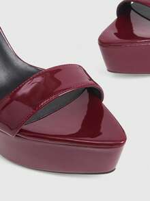 CUCCOO LuxiPop Women's Platform Buckle Design Fashionable And Elegant Party Occasion High-Heeled Sandals, Nightclub Party Style, Suitable For Spring And Summer, Vacation Season, Nightclub Party Style, Suitable For Spring And Summer, Vacation Wear, Travel Essential, 2000's Style - Burgundy - View 4