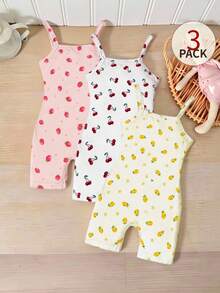 SHEIN Baby Girls Comfortable Fruit Print Romper - Multicolor - View 1