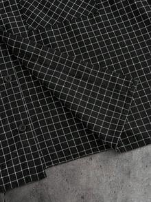 AXEPEAK Men's Casual Plaid Short Sleeve Shirt, Summer - Black - View 5