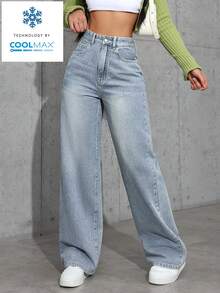 Jeanoix Women's Pocket Button Casual Versatile Commuting Flare Leg Jeans - Blue - View 6