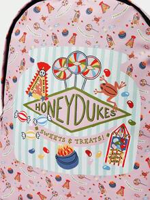 HARRY POTTER X SHEIN Cute Cartoon Pattern Backpack, Multifunctional, Lightweight, Portable, Large Capacity Backpack Suitable For Female College Students, University, Middle School, High School, Outdoor, Travel, Elementary School, Beginner, Office, Valentine's Day Gift - Multicolor - View 6