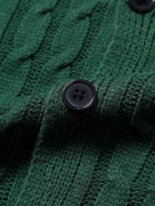 Aesthetic Post Áo khoác len nam màu xanh lá cây, Bộ đồ len nam, Áo len nam kiểu đan cáp, Áo khoác len nam màu xanh lá cây, Áo khoác len nam cổ chữ V. - Màu xanh lá cây đậm - Xem 5