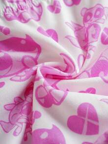 THE POWERPUFF GIRLS X SHEIN 少女花朵、泡泡、毛茛图案吊带背心和短裤内衣套装 - 白色 - 查看 5