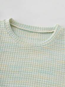 Resyla 女士休闲华夫格短袖T恤，适合夏季日常通勤 - 彩色 - 查看 4