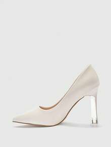 CUCCOO BIZCHIC Women Shoes Beige Pointed Crystal Transparent Heel Stylish Simple Sexy Elegant Office Workers Daily Versatile Commuter Women's High Heels Shoes Women's Shoes Valentine's Day - Off-white - View 10