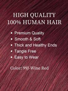4PCS Straight Clip In Hair Extensions Human Hair, Double Weft Invisible Design With 8 Clips, 99J# Wine Red Premium Remy Hair, 12‑18 Inch, For Full‑Head Volume Boost, Perfect For Women & Girls Daily Wear, Fall Outfits, Halloween And Christmas Holiday - S99J - View 6