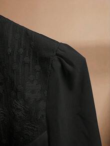 SHEIN Clasi 25件夏季新款蕾丝拼接女式薄款夹克 - 黑色 - 查看 4