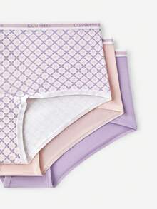 LUVLETTE Plus 3-Pack Soft Cotton High-Waist Boyshorts Women Underwear Panty Set - Multicolor - View 5