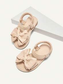 Cozy Pixies 1 Pair Of Summer Cute Girl Fun Princess Outdoor Big Bow Idyllic Vacation Fashion Versatile Party Party Children Flat Sandals - Apricot - View 8